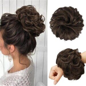 Messy Bun Hair Piece - Large Wavy Curly Elastic Hair Bun Scrunchies Ponytail